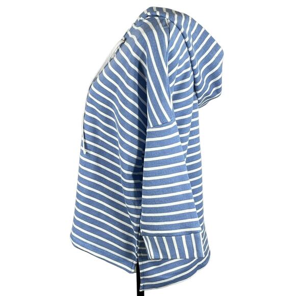 Style & Co X-Large Hooded Sweatshirt 3/4 Sleeve Lace-Up Neck Hi-Low Striped - Picture 6 of 9